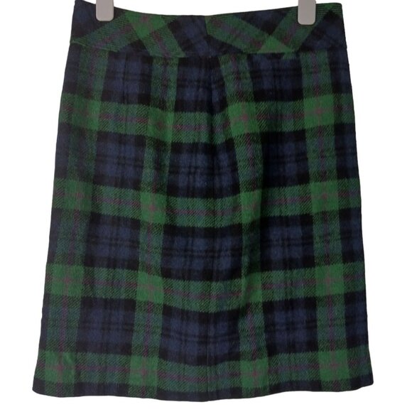 L.L. Bean Dresses & Skirts - LL Bean Womens Wool Blend Plaid Skirt Knee Length Green Blue Size 8 Lined